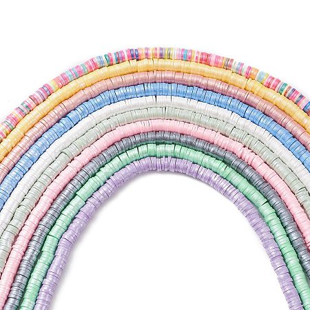 10 Strands 10 Colors Handmade Polymer Clay Beads Strand CLAY-YW0001-92-1
