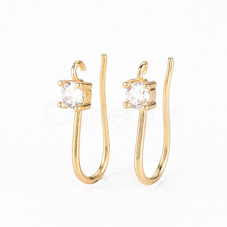 Brass Micro Pave Clear Cubic Zirconia Earring Hooks ZIRC-S068-004-NF-1
