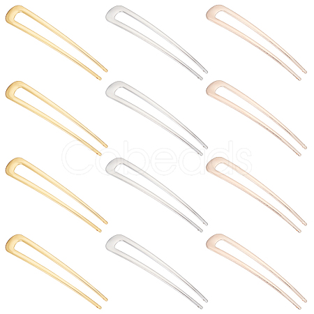12Pcs 3 Colors Alloy Hair Forks Findings AJEW-GO0001-50-1