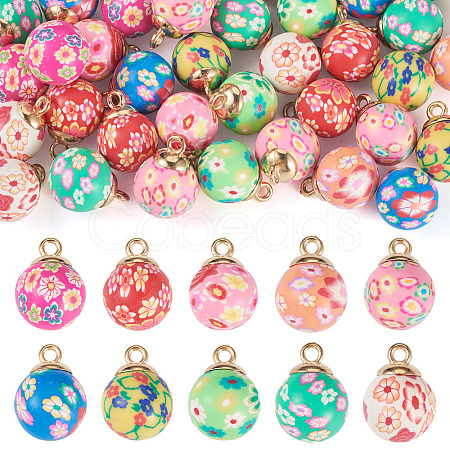 40Pcs 10 Colos Handmade Polymer Clay Pendants CLAY-TA0001-95-1