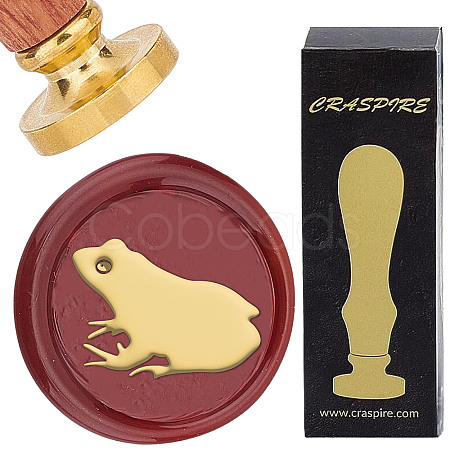 Brass Wax Seal Stamps with Wood Handle AJEW-WH0412-0181-1