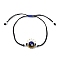 Evil Eye Handmade Lampwork & Glass Adjustable Braided Bead Bracelets, Midnight Blue, Inner Diameter: 3-1/8 inch(7.95cm)