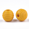 Painted Natural Wood Beehive Beads WOOD-S049-04A-09-2