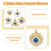 DICOSMETIC 30Pcs 5 Styles Rack Plating Alloy Enamel Evil Eye Pendants FIND-DC0002-43-4