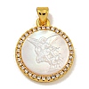 Rack Plating Brass Micro Pave Clear Cubic Zirconia Flat Round Pendants KK-U025-10G-02-1