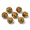 Painted Natural Wood Beads X-WOOD-S057-024-2