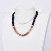 Frosted Natural Gemstone Beaded Necklaces NJEW-JN01939-5