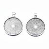 Tibetan Style Flat Round Alloy Pendant Cabochon Settings TIBEP-Q049-08AS-RS-1