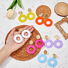 6 Pairs 6 Colors Acrylic Donut Dangle Stud Earrings with Steel Iron Pins for Women EJEW-FI0002-63-3