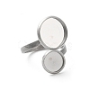 Non-Tarnish 304 Stainless Steel Open Cuff Ring Findings STAS-E124-05H-P-2