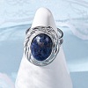Oval Natural Sodalite Finger Rings RJEW-M063-01P-09-2