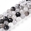 Natural Tourmalinated Quartz Beads Strands G-S345-10mm-30-1