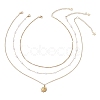304 Stainless Steel Pendant 316 Surgical Stainless Steel & Plastic Pearl Paperclip Chain 3 Layer Necklaces for Women NJEW-JN05471-01-3