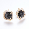 Brass Micro Pave Cubic Zirconia Stud Earring Findings X-ZIRC-G116-29-B01-1