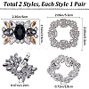 4Pcs 2 Style Alloy Rhinestone Shoe Buckle Clips AJEW-GF0008-65-2
