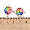 CCB Plastic Frame with Polymer Clay Smiling Face Flower Beads Flat Round Links Connector Charms KK-D103-10A-RG-3
