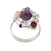 Planet Natural Amethyst Finger Rings RJEW-TA00165-03-4