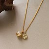 Brass Pave Clear Cubic Zirconia Double Round Ball Pendant Necklaces for Women WG4A742-01-3