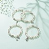 ABS Plastic Imitation Pearl  & Rhinestone Beaded Stretch Bracelet with Alloy Charm for Women BJEW-JB08526-2