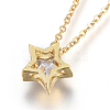 304 Stainless Steel Brass Cubic Zirconia Pendant Necklaces X-NJEW-O108-13G-2