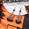 Halloween Skull Dyed Synthetic Turquoise & Alloy Dangle Earrings EJEW-JE05890-04-2