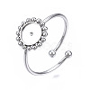 Non-Tarnish 304 Stainless Steel Open Cuff Finger Ring Cabochon Settings STAS-T060-13P-3