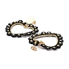 PVD Vacuum Plating 304 Stainless Steel Heart Dangle Stud Earrings STAS-D058-01G-01-2