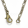 Brass Coated Iron Figaro Chain Necklace Making MAK-T006-03AB-3
