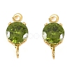 Brass Pave Cubic Zirconia Flat Round Connector Charms KK-P347-01G-03-2