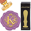 Brass Wax Seal Stamps with Wood Handle AJEW-WH0412-0244-1