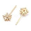 Brass Micro Cubic Zirconia Flower Shape Head Pins KK-Q789-15G-2
