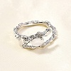 Oval Brass Cat Eye Cuff Rings for Women RJEW-U042-01P-01-3
