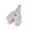 Platinum Plated Brass Micro Pave Cubic Zirconia Pendants ZIRC-L075-52A-P-1