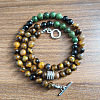 6mm Natural African Turquoise(Jasper) & Obsidian & Tiger Eye Round Beaded OT Necklaces for Men Women DT8400-4-1