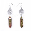 Pointed Bullet Natural & Synthetic Mixed Gemstone Dangle Earrings EJEW-K084-C-3