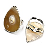Freshwater Shell with Pearl Adjustable Finger Rings for Girl Women AJEW-Z010-03C-P-2