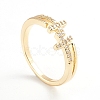 Adjustable Brass Micro Pave Clear Cubic Zirconia Cuff Rings X-RJEW-F101-18G-2