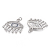 Brass Micro Pave Clear Cubic Zirconia Pendants KK-F821-16P-2