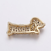 Brass Micro Pave Cubic Zirconia Puppy Pendants ZIRC-G125-35G-2