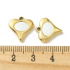 Ion Plating(IP) 304 Stainless Steel Pave Shell Heart Charms FIND-Z028-23G-3