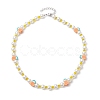 Fruit Polymer Clay & Glass Seed & Acrylic Pearl Beaded Necklace NJEW-JN04582-03-4