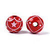 Christmas Spray Painted Schima Wood Beads WOOD-T032-35E-2
