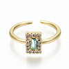Brass Micro Pave Cubic Zirconia Cuff Rings RJEW-S045-039G-NR-3