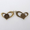 Vintage Tibetan Style Alloy Open Heart Pendant Cabochon Bezel Settings X-TIBEP-M018-106AB-NF-2