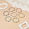 7Pcs 7 Color Cat Eye & Lampwork Evil Eye Round Beaded Stretch Bracelets BJEW-JB08880-2