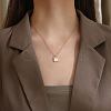 Natural Shell Square Pendant Necklace with Stainless Steel Chains TM4742-1-6