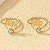 2Pcs 2 Styles Brass Crystal Rhinestone Butterfly Clover Cuff Toe Ring Sets FS-WG20A77-03-2