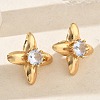 304 Stainless Steel Pave Cubic Zirconia Stud Earrings SA-CBA2696-30G-01-2
