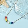 Chakra Natural Freshwater Shell Heishi Beaded 304 Stainless Steel Satellite Chain Necklaces with Natural Pearl for Women NJEW-JN06515-1
