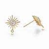 Brass Micro Clear Cubic Zirconia Stud Earring Findings KK-R132-064-NF-3